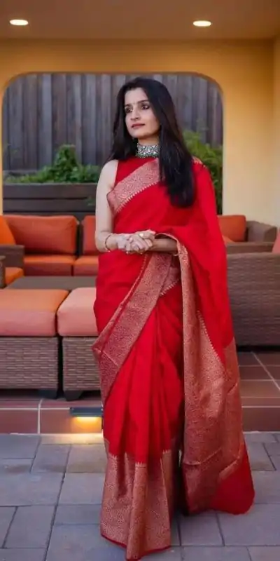 KP 3042 Red Color Soft Litchi Silk Jacquard Work Saree Casual, Wedding, Festive, Events . Expected Delivery  4-6 Working Days @1349/- only                                                                                                                                           | Embroidered Sarees, Bollywood Sarees, Creative Sarees, Designer Sarees, Ethnic Saree, Modern Digital sarees, Party Wear Sarees, Sarees