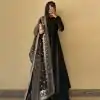 Presenting Black Color Chinon Silk With Inner Plain Anarkali Gown