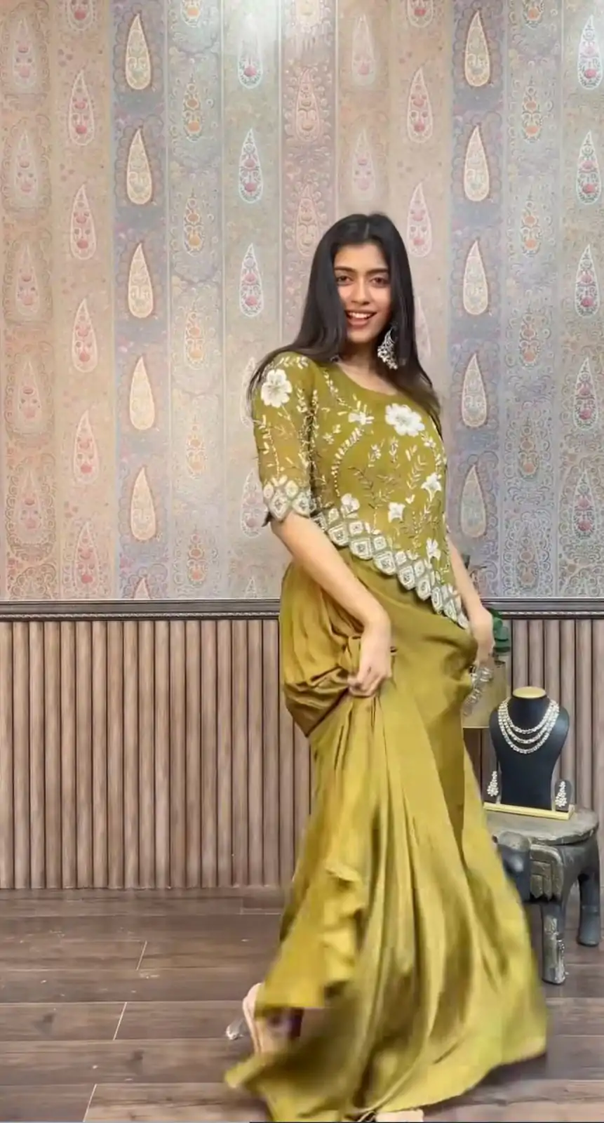 LG 1937 Mehndi Color Chinon Sequence Work Skirt Suit Casual, Wedding, Festive, Events . Expected Delivery  4-6 Working Days @1999/- only      | Casual Suits, Jump Suits, Creative suits, Designer Suits, Palazzo Suits, Party Wear Suits, Patiala Suits, Salwar suit, Straight Suits