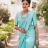 Pretty Sky Blue Color Soft Lichi Silk Jacquard Work On All Over Saree