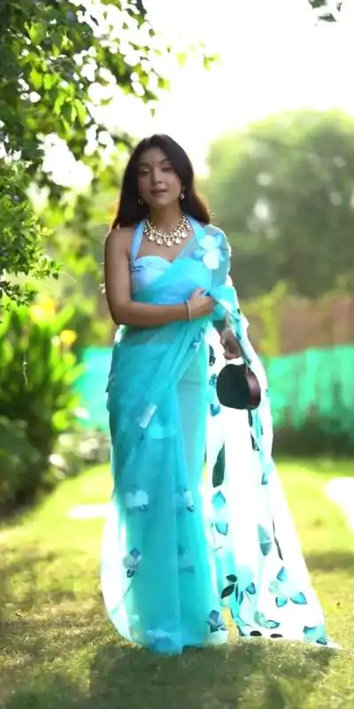 SC 407Sky Blue Color Soft Organza Silk Ready To Wear Saree Casual, Wedding, Festive, Events . Expected Delivery  4-6 Working Days @1599/- only                                                                                                                                           | Embroidered Sarees, Bollywood Sarees, Creative Sarees, Designer Sarees, Ethnic Saree, Modern Digital sarees, Party Wear Sarees, Sarees
