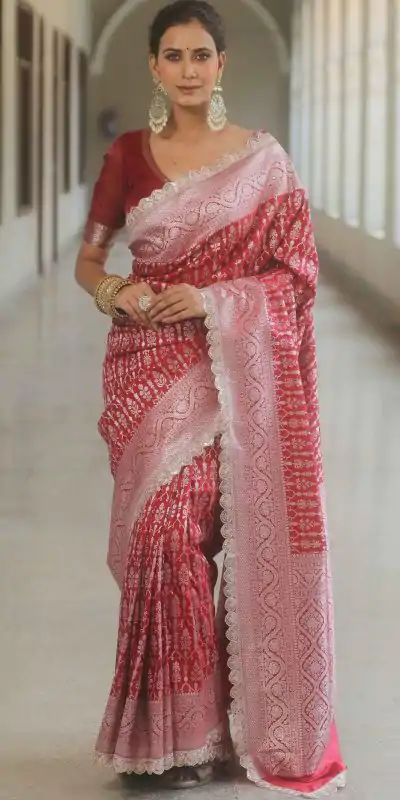  MS 492 Red Color Jacquard Embroidery Cording Lace Saree Casual, Wedding, Festive, Events . Expected Delivery  4-6 Working Days @1449/- only                                                                                                                                             | Embroidered Sarees, Bollywood Sarees, Creative Sarees, Designer Sarees, Ethnic Saree, Modern Digital sarees, Party Wear Sarees, Sarees