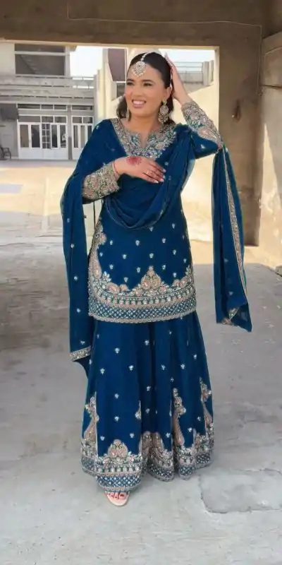 RTC 5852 Royal Blue Color Chinon Silk Thread Sequence Work Salwar Suit Casual, Wedding, Festive, Events . Expected Delivery  4-6 Working Days @2099/- only      | Casual Suits, Jump Suits, Creative suits, Designer Suits, Palazzo Suits, Party Wear Suits, Patiala Suits, Salwar suit, Straight Suits