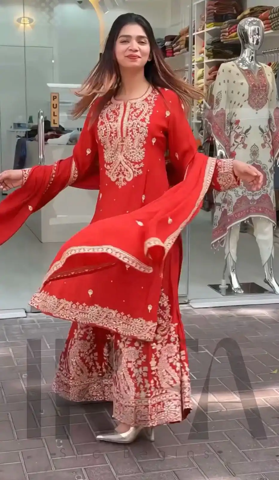 VLM 271 Red Color Chinon Silk With Embroidery Work Salwar Suit Casual, Wedding, Festive, Events . Expected Delivery  4-6 Working Days @2149/- only      | Casual Suits, Jump Suits, Creative suits, Designer Suits, Palazzo Suits, Party Wear Suits, Patiala Suits, Salwar suit, Straight Suits