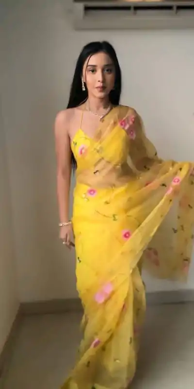 SC 236 Yellow Color Soft Organza Silk Ready To Wear Saree Casual, Wedding, Festive, Events . Expected Delivery  4-6 Working Days @1549/- only                                                                                                                                             | Embroidered Sarees, Bollywood Sarees, Creative Sarees, Designer Sarees, Ethnic Saree, Modern Digital sarees, Party Wear Sarees, Sarees