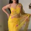 Shiny Yellow Color Soft Organza Silk Ready To Wear Saree