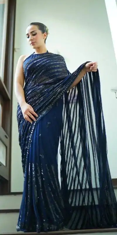 JR 633 Navy Blue Color Georgette Sequence Work Saree Casual, Wedding, Festive, Events . Expected Delivery  4-6 Working Days @1899/- only                                                                                                                                           | Embroidered Sarees, Bollywood Sarees, Creative Sarees, Designer Sarees, Ethnic Saree, Modern Digital sarees, Party Wear Sarees, Sarees