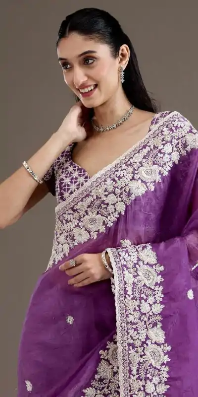 BT 1265 Purple Color Gold Crush Sequins Work Fancy Border Saree Casual, Wedding, Festive, Events . Expected Delivery  4-6 Working Days @2249/- only                                                                                                                                           | Embroidered Sarees, Bollywood Sarees, Creative Sarees, Designer Sarees, Ethnic Saree, Modern Digital sarees, Party Wear Sarees, Sarees