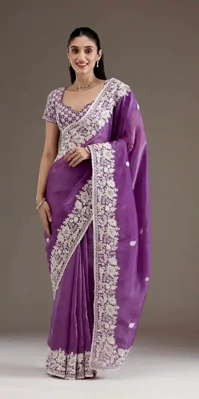 BT 1265 Purple Color Gold Crush Sequins Work Fancy Border Saree Casual, Wedding, Festive, Events . Expected Delivery  4-6 Working Days @2249/- only                                                                                                                                           | Embroidered Sarees, Bollywood Sarees, Creative Sarees, Designer Sarees, Ethnic Saree, Modern Digital sarees, Party Wear Sarees, Sarees