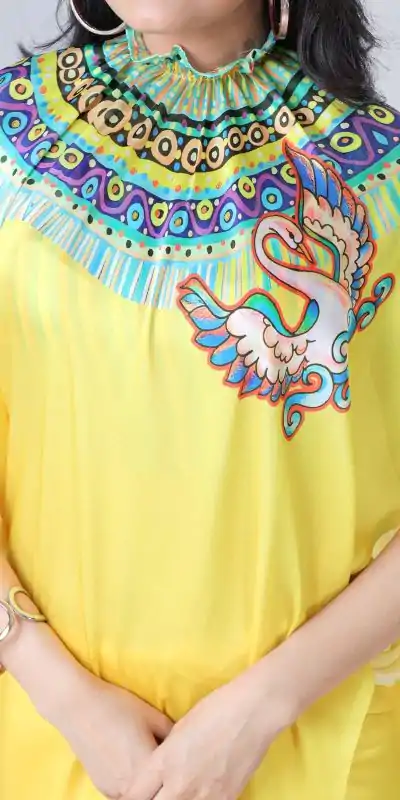 ST 1102 Yellow Color Japan Satin Digital Print Work Saree Casual, Wedding, Festive, Events . Expected Delivery  4-6 Working Days @1849/- only      | Embroidered Sarees, Bollywood Sarees, Creative Sarees, Designer Sarees, Ethnic Saree, Modern Digital sarees, Party Wear Sarees, Sarees