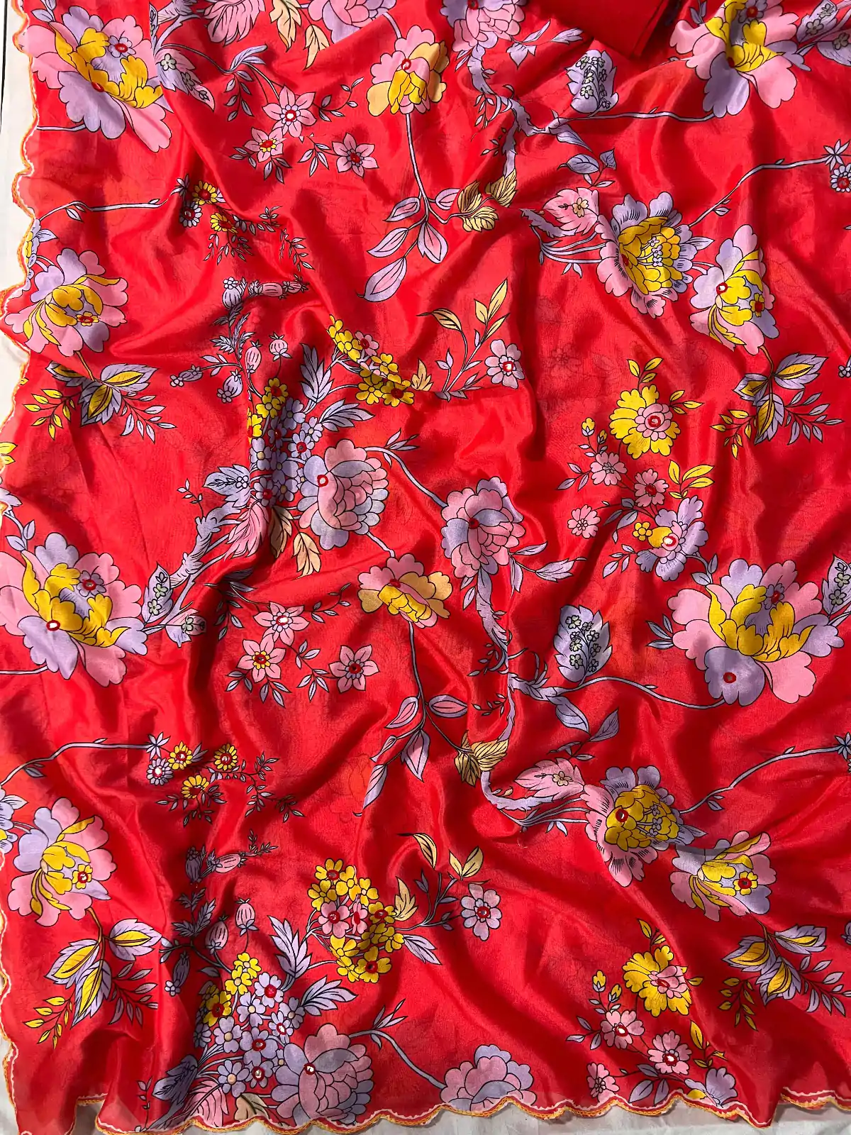 BT 415 Red  Color Vichitra Silk Digital Prints Mirror Sequence Work Saree Casual, Wedding, Festive, Events . Expected Delivery  4-6 Working Days @1549/- only                                                                                                                                             | Embroidered Sarees, Bollywood Sarees, Creative Sarees, Designer Sarees, Ethnic Saree, Modern Digital sarees, Party Wear Sarees, Sarees