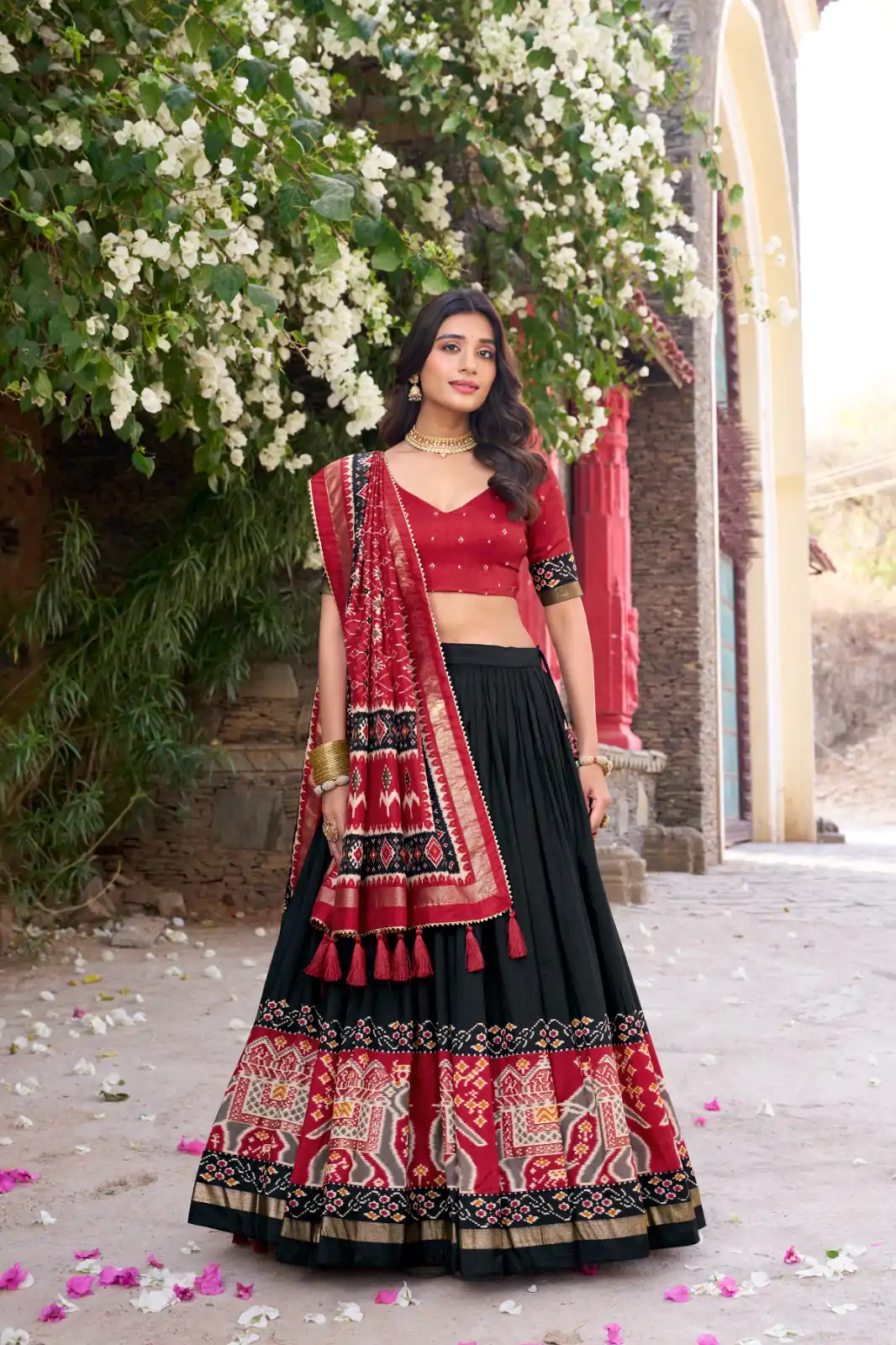 LNB 1221 Black Color Tushar Silk Patola Printed Lehenga Choli Casual, Wedding, Party, Festive, Events Etc.4-6 Working Days@ 2249/-only | Creative Lehenga, Bollywood Lehenga, Designer Lehenga, Embroidered Lehenga, Lehenga, Party Wear Lehenga