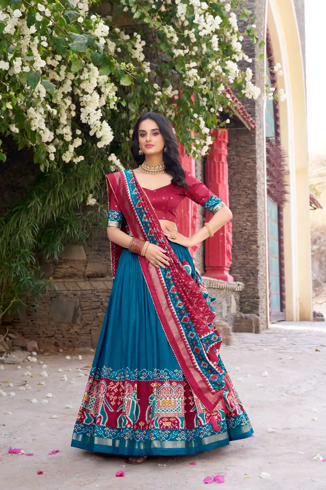 LNB 1221 Blue Color Tushar Silk Patola Printed Lehenga Choli Casual, Wedding, Party, Festive, Events Etc.4-6 Working Days@ 2249/-only | Creative Lehenga, Bollywood Lehenga, Designer Lehenga, Embroidered Lehenga, Lehenga, Party Wear Lehenga