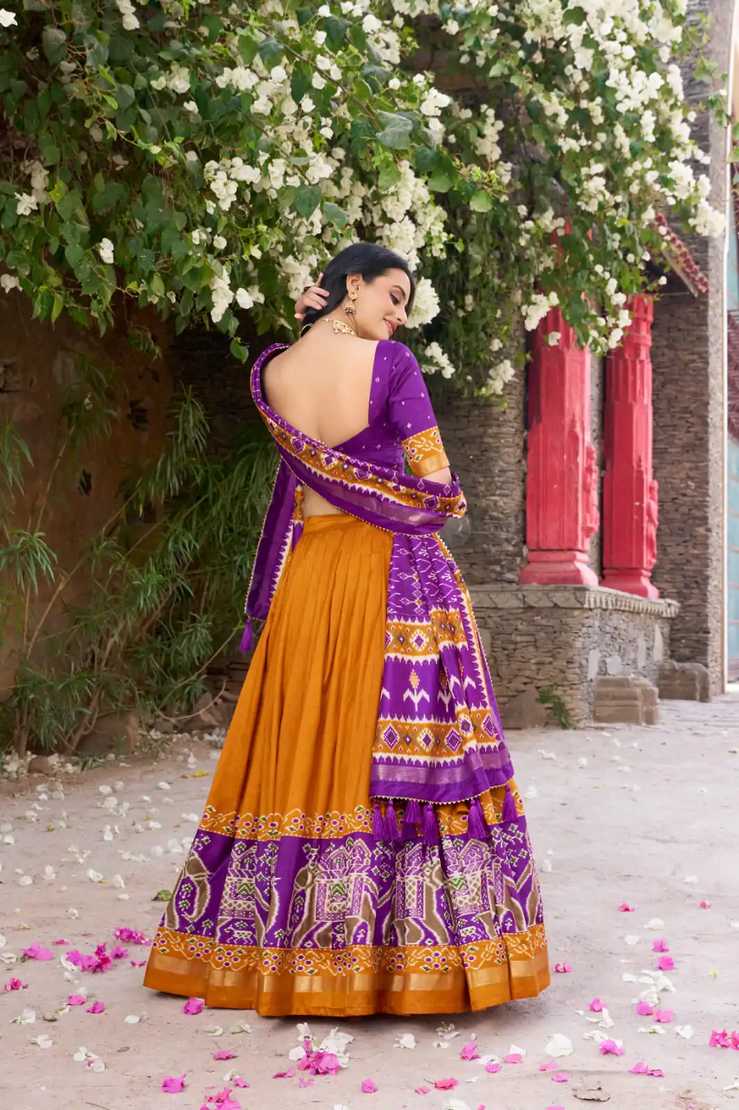 LNB 1221 Mustad Color Tushar Silk Patola Printed Lehenga Choli Casual, Wedding, Party, Festive, Events Etc.4-6 Working Days@ 2249/-only | Creative Lehenga, Bollywood Lehenga, Designer Lehenga, Embroidered Lehenga, Lehenga, Party Wear Lehenga