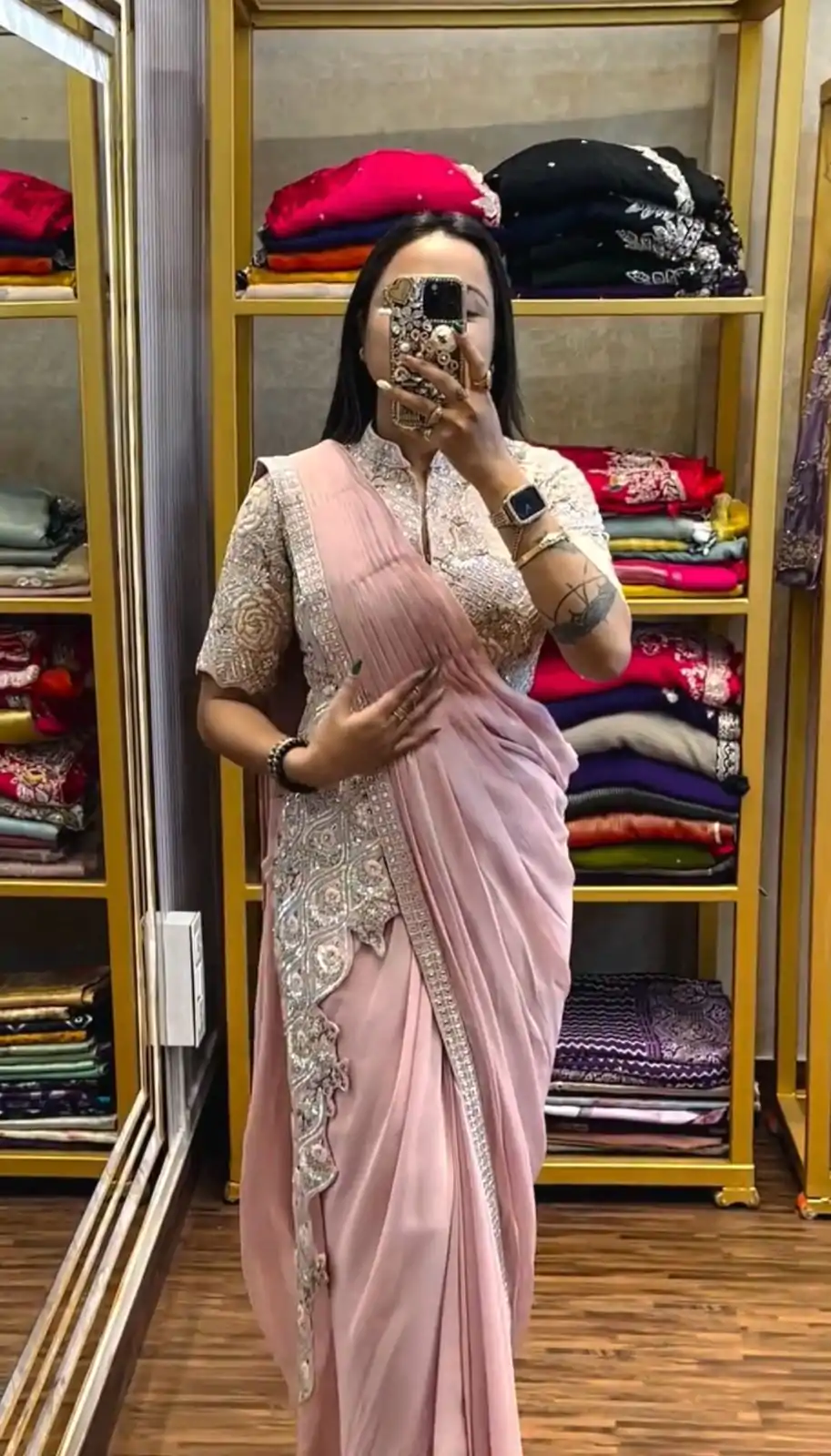  ST 1103 Pink Color Chinon Embroidery Work Ready To Wear Saree Casual, Wedding, Festive, Events . Expected Delivery  4-6 Working Days @2099/- only                                                                                                                                             | Embroidered Sarees, Bollywood Sarees, Creative Sarees, Designer Sarees, Ethnic Saree, Modern Digital sarees, Party Wear Sarees, Sarees