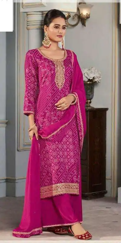 V 70531 Rani Pink Color Viscose Silk Sequence Work Digital Print Salwar Suit Casual, Wedding, Festive, Events . Expected Delivery  4-6 Working Days @2099/-      | Casual Suits, Jump Suits, Creative suits, Designer Suits, Palazzo Suits, Party Wear Suits, Patiala Suits, Salwar suit, Straight Suits