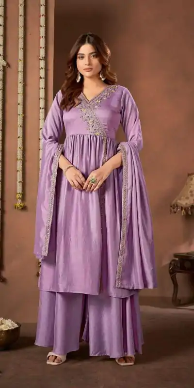BE 316 Purple Color Vichitra Silk Embroidery Work Salwar Suit Casual, Wedding, Festive, Events . Expected Delivery  4-6 Working Days @2299/- only      | Casual Suits, Jump Suits, Creative suits, Designer Suits, Palazzo Suits, Party Wear Suits, Patiala Suits, Salwar suit, Straight Suits