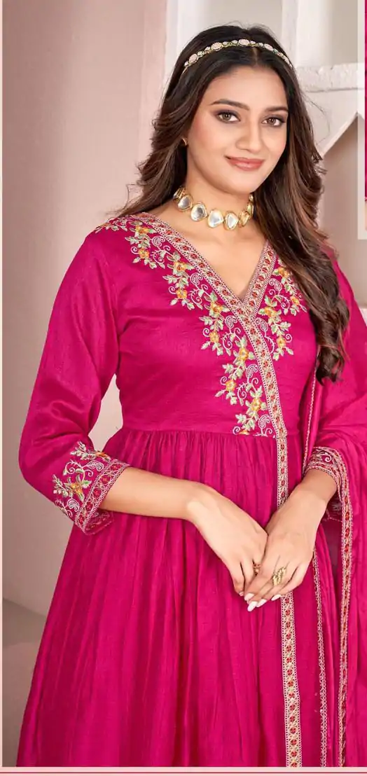 BE 316 Rani Pink Color Vichitra Silk Embroidery Work Salwar Suit Casual, Wedding, Festive, Events . Expected Delivery  4-6 Working Days @2299/- only      | Casual Suits, Jump Suits, Creative suits, Designer Suits, Palazzo Suits, Party Wear Suits, Patiala Suits, Salwar suit, Straight Suits