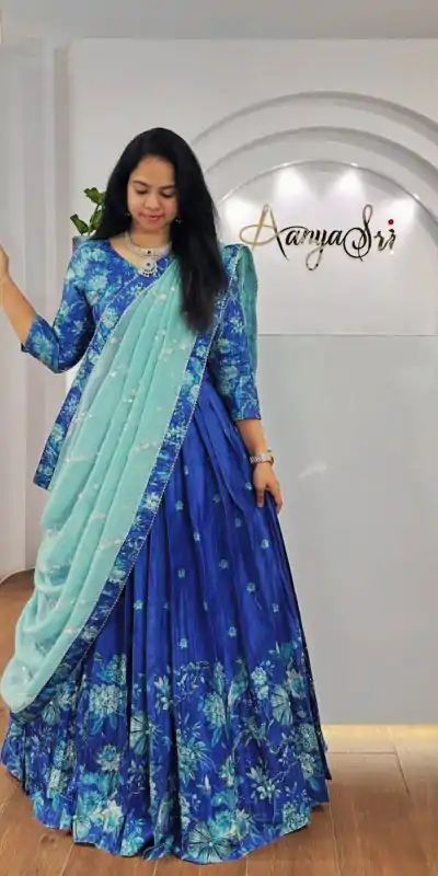 PC 506 Royal Blue Color Chinon Digital Print Lehenga Choli Casual, Wedding, Festive, Events . Expected Delivery  4-6 Working Days @2149/- only      | Creative Lehenga, Bollywood Lehenga, Designer Lehenga, Embroidered Lehenga, Lehenga, Party Wear Lehenga
