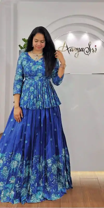 PC 506 Royal Blue Color Chinon Digital Print Lehenga Choli Casual, Wedding, Festive, Events . Expected Delivery  4-6 Working Days @2149/- only      | Creative Lehenga, Bollywood Lehenga, Designer Lehenga, Embroidered Lehenga, Lehenga, Party Wear Lehenga
