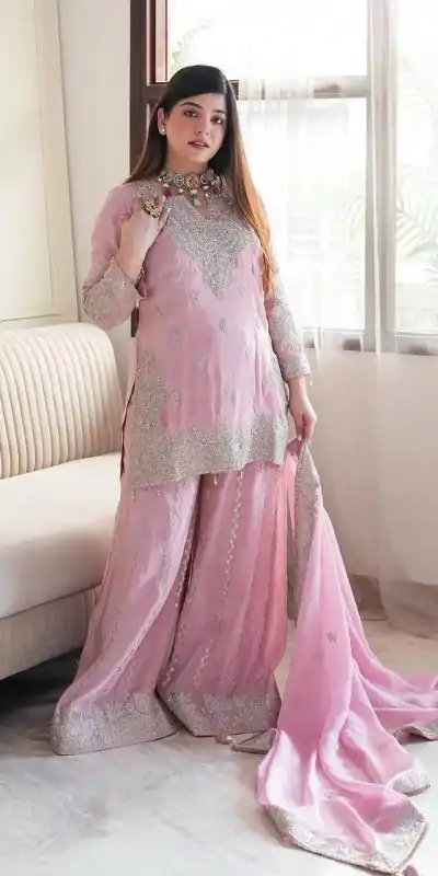 SSR 5002 Pink Color Chinon Sequence Rivet Moti Salwar Suit Casual, Wedding, Festive, Events . Expected Delivery  4-6 Working Days @2149/- only      | Casual Suits, Jump Suits, Creative suits, Designer Suits, Palazzo Suits, Party Wear Suits, Patiala Suits, Salwar suit, Straight Suits