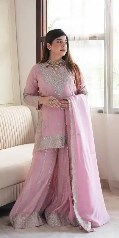 SSR 5002 Pink Color Chinon Sequence Rivet Moti Salwar Suit Casual, Wedding, Festive, Events . Expected Delivery  4-6 Working Days @2149/- only      | Casual Suits, Jump Suits, Creative suits, Designer Suits, Palazzo Suits, Party Wear Suits, Patiala Suits, Salwar suit, Straight Suits