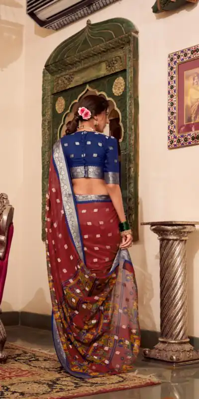 YNF 7031 Maroon Color Poly Cotton Kalamkari Print Saree Casual, Wedding, Festive, Events . Expected Delivery  4-6 Working Days @1699/- only                                                                                                                                           | Creative Sarees, Embroidered Sarees, Bollywood Sarees, Designer Sarees, Ethnic Saree, Modern Digital sarees, Party Wear Sarees, Sarees