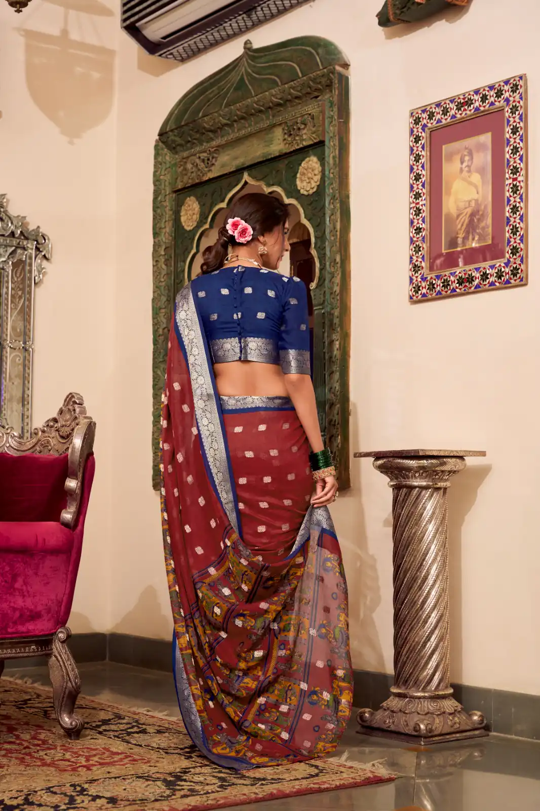 YNF 7031 Maroon Color Poly Cotton Kalamkari Print Saree Casual, Wedding, Festive, Events . Expected Delivery  4-6 Working Days @1699/- only                                                                                                                                           | Creative Sarees, Embroidered Sarees, Bollywood Sarees, Designer Sarees, Ethnic Saree, Modern Digital sarees, Party Wear Sarees, Sarees