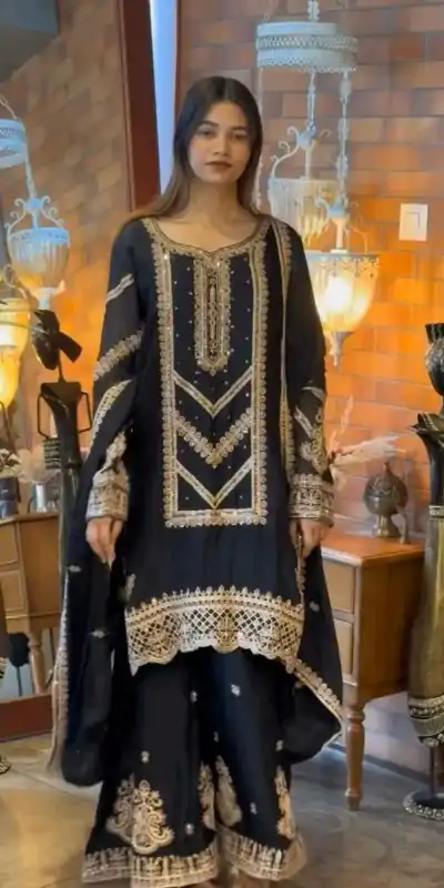 VLM 273 Black Color Georgette Embroidery Work Salwar Suit Casual, Wedding, Festive, Events . Expected Delivery  4-6 Working Days @2149/- only      | Casual Suits, Jump Suits, Creative suits, Designer Suits, Palazzo Suits, Party Wear Suits, Patiala Suits, Salwar suit, Straight Suits