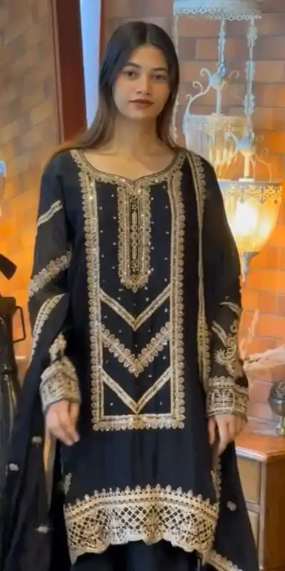 VLM 273 Black Color Georgette Embroidery Work Salwar Suit Casual, Wedding, Festive, Events . Expected Delivery  4-6 Working Days @2149/- only      | Casual Suits, Jump Suits, Creative suits, Designer Suits, Palazzo Suits, Party Wear Suits, Patiala Suits, Salwar suit, Straight Suits