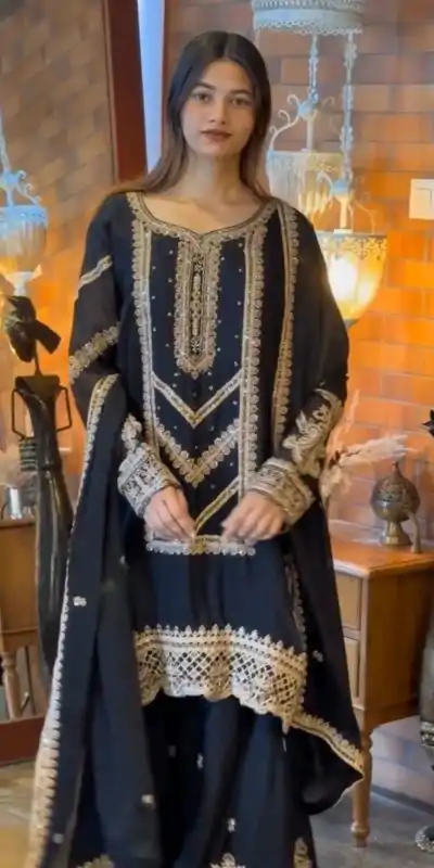 VLM 273 Black Color Georgette Embroidery Work Salwar Suit Casual, Wedding, Festive, Events . Expected Delivery  4-6 Working Days @2149/- only      | Casual Suits, Jump Suits, Creative suits, Designer Suits, Palazzo Suits, Party Wear Suits, Patiala Suits, Salwar suit, Straight Suits