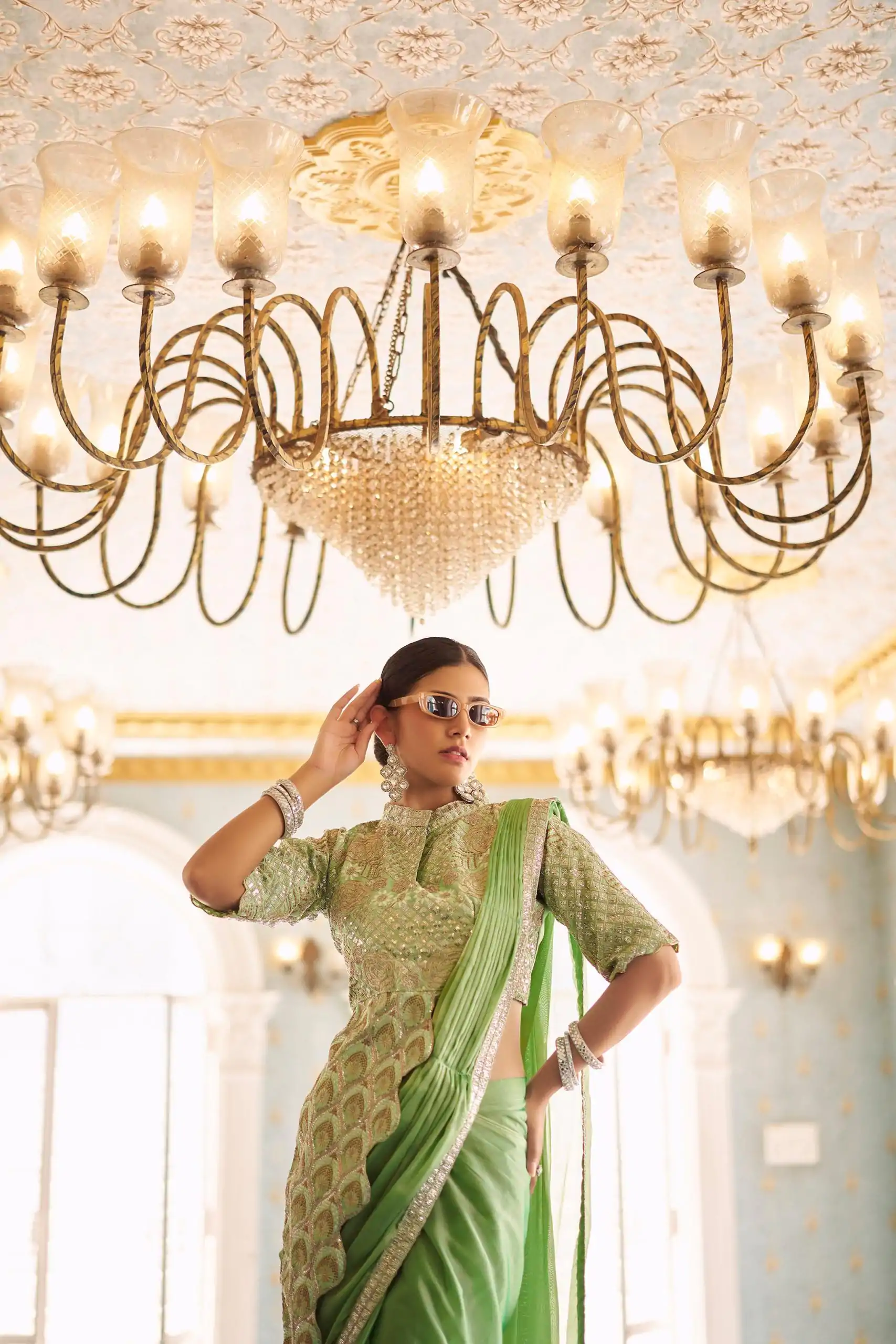 ST 1103 Pista Color Chinon Embroidery Work Lace Border Saree Casual, Wedding, Festive, Events . Expected Delivery  4-6 Working Days @2099/- only                                                                                                                                           | Embroidered Sarees, Bollywood Sarees, Creative Sarees, Designer Sarees, Ethnic Saree, Modern Digital sarees, Party Wear Sarees, Sarees