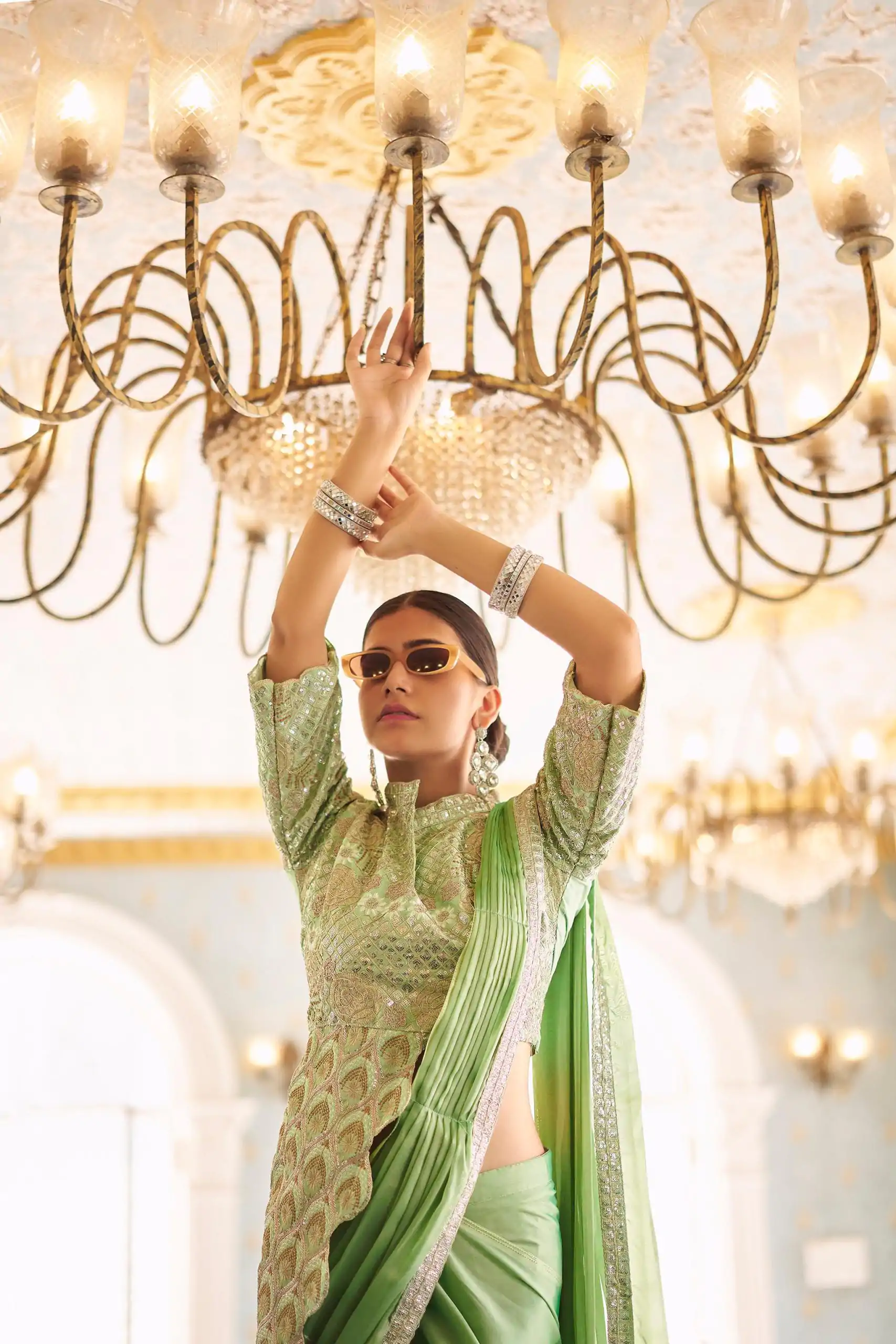 ST 1103 Pista Color Chinon Embroidery Work Lace Border Saree Casual, Wedding, Festive, Events . Expected Delivery  4-6 Working Days @2099/- only                                                                                                                                           | Embroidered Sarees, Bollywood Sarees, Creative Sarees, Designer Sarees, Ethnic Saree, Modern Digital sarees, Party Wear Sarees, Sarees