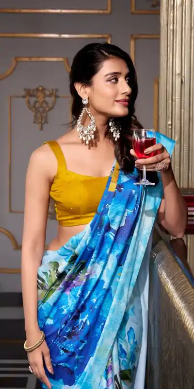 YNF 7026 Sky Blue Color Satin Silk Printed Saree Casual, Wedding, Festive, Events . Expected Delivery  4-6 Working Days @1599/- only                                                                                                                                           | Embroidered Sarees, Bollywood Sarees, Creative Sarees, Designer Sarees, Ethnic Saree, Modern Digital sarees, Party Wear Sarees, Sarees