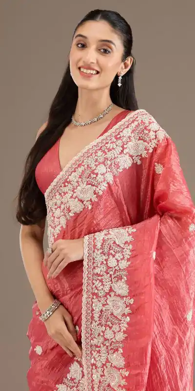 BT 1265 Peach Color Gold Crush Sequins Work Fancy Border Saree Casual, Wedding, Festive, Events . Expected Delivery  4-6 Working Days @2249/- only                                                                                                                                           | Embroidered Sarees, Bollywood Sarees, Creative Sarees, Designer Sarees, Ethnic Saree, Modern Digital sarees, Party Wear Sarees, Sarees