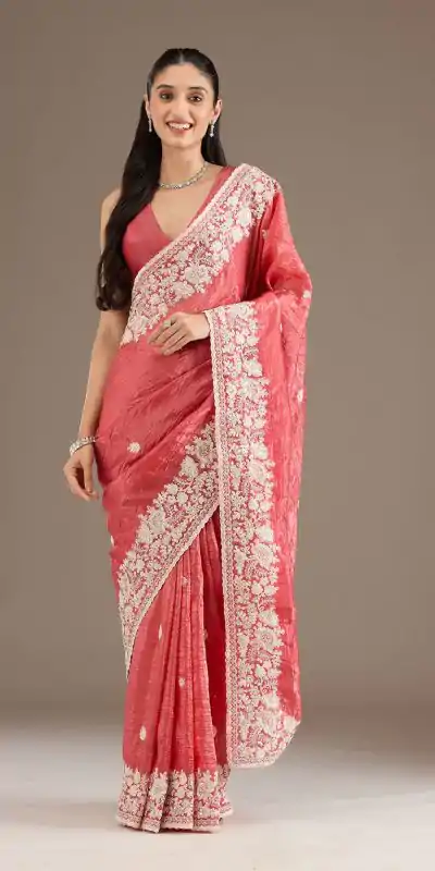 BT 1265 Peach Color Gold Crush Sequins Work Fancy Border Saree Casual, Wedding, Festive, Events . Expected Delivery  4-6 Working Days @2249/- only                                                                                                                                           | Embroidered Sarees, Bollywood Sarees, Creative Sarees, Designer Sarees, Ethnic Saree, Modern Digital sarees, Party Wear Sarees, Sarees