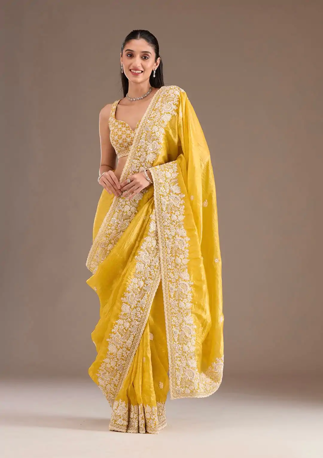 BT 1265 Yellow Color Gold Crush Sequins Work Fancy Border Saree Casual, Wedding, Festive, Events . Expected Delivery  4-6 Working Days @2249/- only                                                                                                                                           | Embroidered Sarees, Bollywood Sarees, Creative Sarees, Designer Sarees, Ethnic Saree, Modern Digital sarees, Party Wear Sarees, Sarees