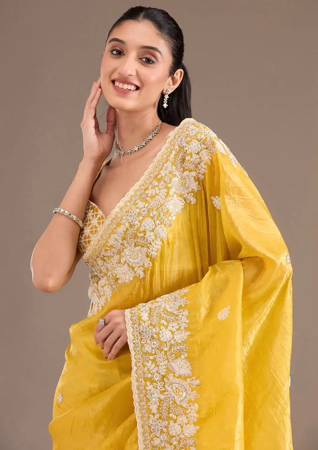 BT 1265 Yellow Color Gold Crush Sequins Work Fancy Border Saree Casual, Wedding, Festive, Events . Expected Delivery  4-6 Working Days @2249/- only                                                                                                                                           | Embroidered Sarees, Bollywood Sarees, Creative Sarees, Designer Sarees, Ethnic Saree, Modern Digital sarees, Party Wear Sarees, Sarees