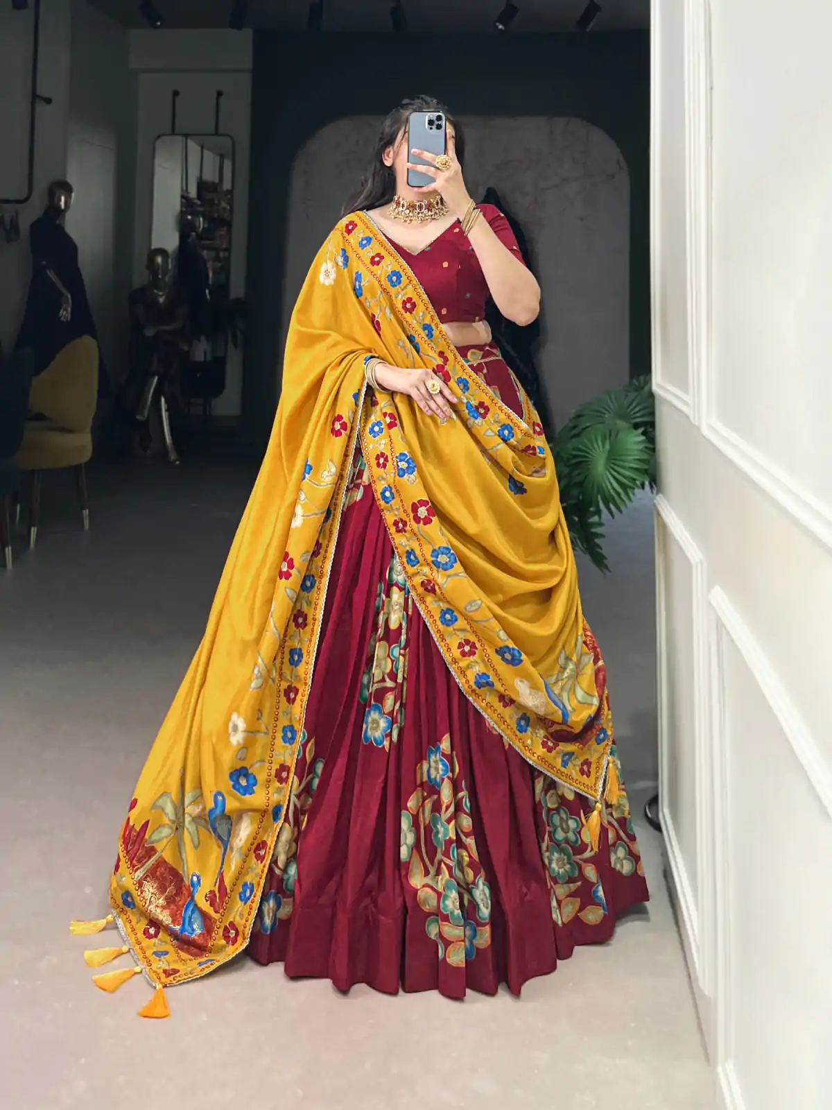 LNB 1239 Maroon Color Tushar Silk Printed Foil Work Lehenga Choli Casual, Wedding, Party, Festive, Events Etc.4-6 Working Days@ 2249/-only | Creative Lehenga, Bollywood Lehenga, Designer Lehenga, Embroidered Lehenga, Lehenga, Party Wear Lehenga