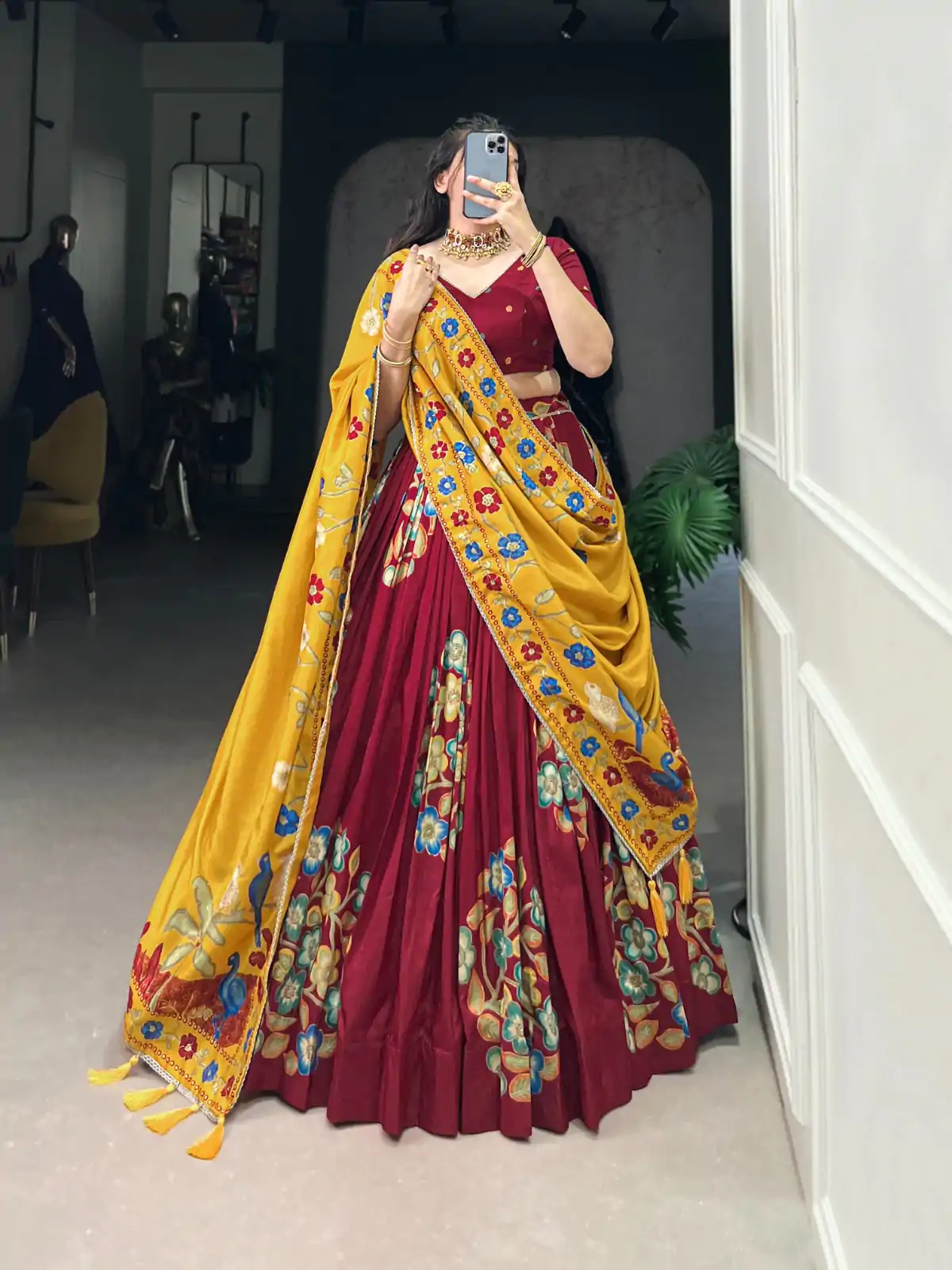 LNB 1239 Maroon Color Tushar Silk Printed Foil Work Lehenga Choli Casual, Wedding, Party, Festive, Events Etc.4-6 Working Days@ 2249/-only | Creative Lehenga, Bollywood Lehenga, Designer Lehenga, Embroidered Lehenga, Lehenga, Party Wear Lehenga