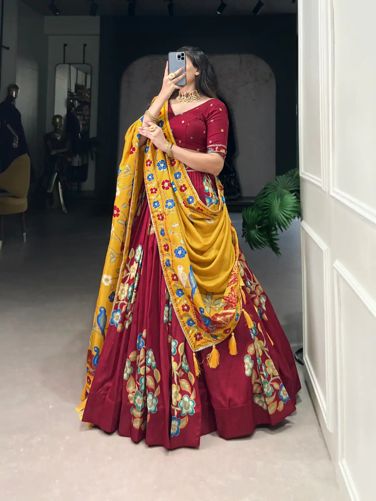 LNB 1239 Maroon Color Tushar Silk Printed Foil Work Lehenga Choli Casual, Wedding, Party, Festive, Events Etc.4-6 Working Days@ 2249/-only | Creative Lehenga, Bollywood Lehenga, Designer Lehenga, Embroidered Lehenga, Lehenga, Party Wear Lehenga