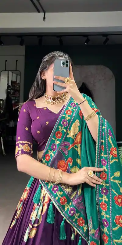 LNB 1239 Purple Color Tushar Silk Printed Foil Work Lehenga Choli Casual, Wedding, Party, Festive, Events Etc.4-6 Working Days@ 2249/-only | Creative Lehenga, Bollywood Lehenga, Designer Lehenga, Embroidered Lehenga, Lehenga, Party Wear Lehenga