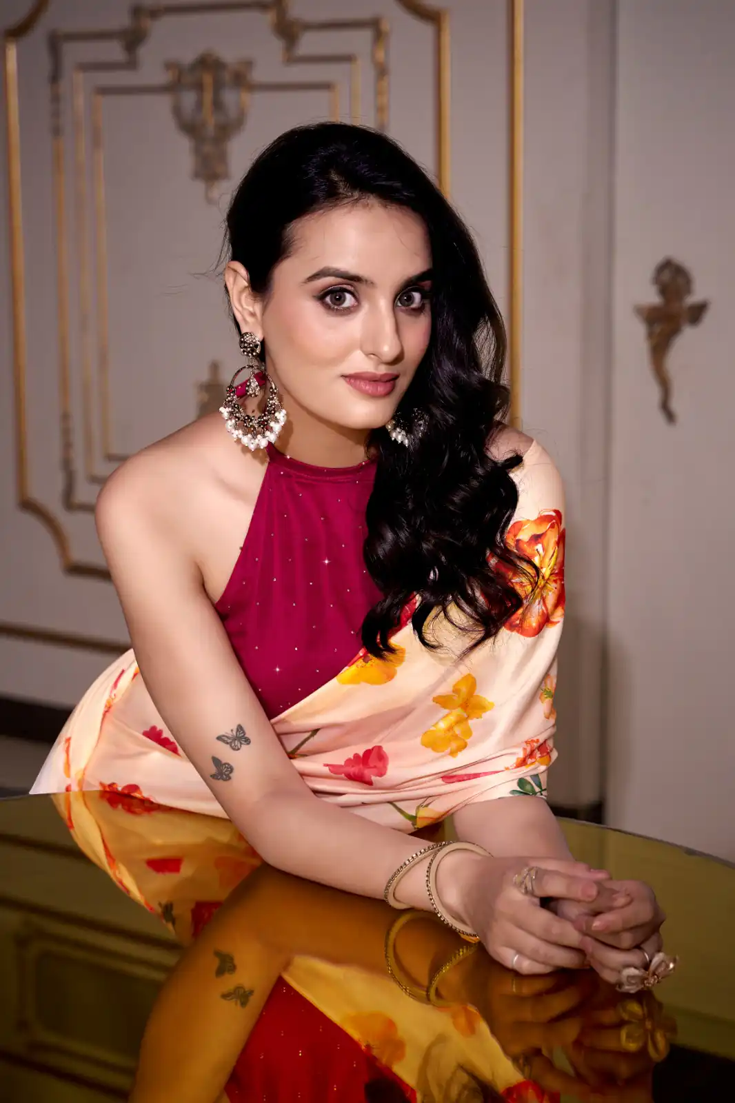 YNF 7026 Cream Color Satin Silk Printed Saree Casual, Wedding, Festive, Events . Expected Delivery  4-6 Working Days @1599/- only                                                                                                                                           | Creative Sarees, Embroidered Sarees, Bollywood Sarees, Designer Sarees, Ethnic Saree, Modern Digital sarees, Party Wear Sarees, Sarees