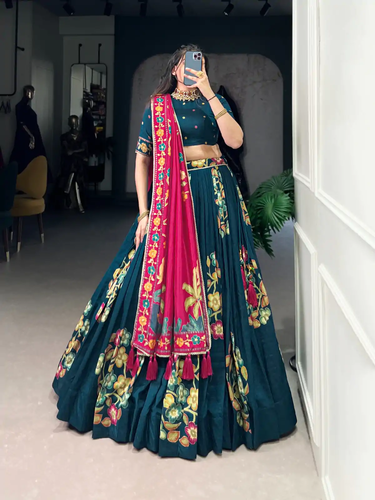 LNB 1239 Peacock Blue Color Tushar Silk Printed Foil Work Lehenga Choli Casual, Wedding, Party, Festive, Events Etc.4-6 Working Days@ 2249/-only | Creative Lehenga, Bollywood Lehenga, Designer Lehenga, Embroidered Lehenga, Lehenga, Party Wear Lehenga