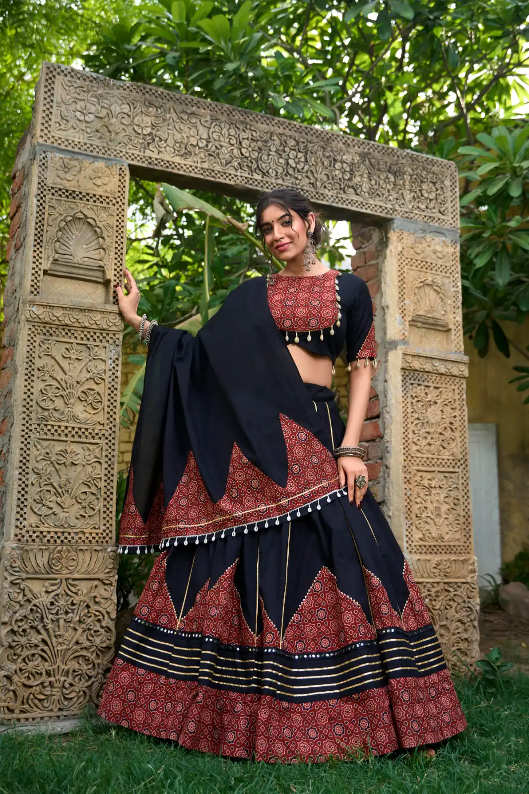LNB 1671 Black Color Pure Cotton Plain Printed Mirror Work Gota Patti Lehenga Choli Wedding, Party, Festive, Events Etc. Delivery 4-6 Working Days Rs 3999 | Bollywood Lehenga, Creative Lehenga, Designer Lehenga, Embroidered Lehenga, Lehenga, Party Wear Lehenga
