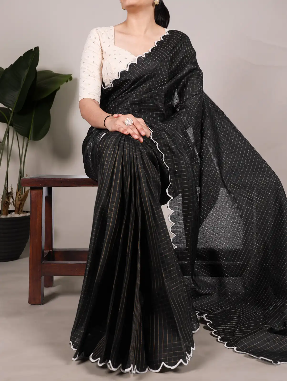 YNF 7105 Black Color Gadhawal Chex Arca Work Saree Casual, Wedding, Festive, Events . Expected Delivery  4-6 Working Days @1599/- only                                                                                | Embroidered Sarees, Bollywood Sarees, Creative Sarees, Designer Sarees, Ethnic Saree, Modern Digital sarees, Party Wear Sarees, Sarees