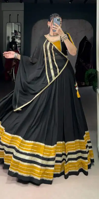 LNB 1621 Black Color Rayon Sequins Lace With Gota Patti Lace Touch Up Lehenga Choli Wedding, Party, Festive, Events Etc. Delivery 4-6 Working Days Rs 4399 | Creative Lehenga, Bollywood Lehenga, Designer Lehenga, Embroidered Lehenga, Lehenga, Party Wear Lehenga