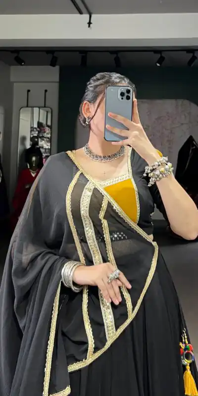 LNB 1621 Black Color Rayon Sequins Lace With Gota Patti Lace Touch Up Lehenga Choli Wedding, Party, Festive, Events Etc. Delivery 4-6 Working Days Rs 4399 | Creative Lehenga, Bollywood Lehenga, Designer Lehenga, Embroidered Lehenga, Lehenga, Party Wear Lehenga