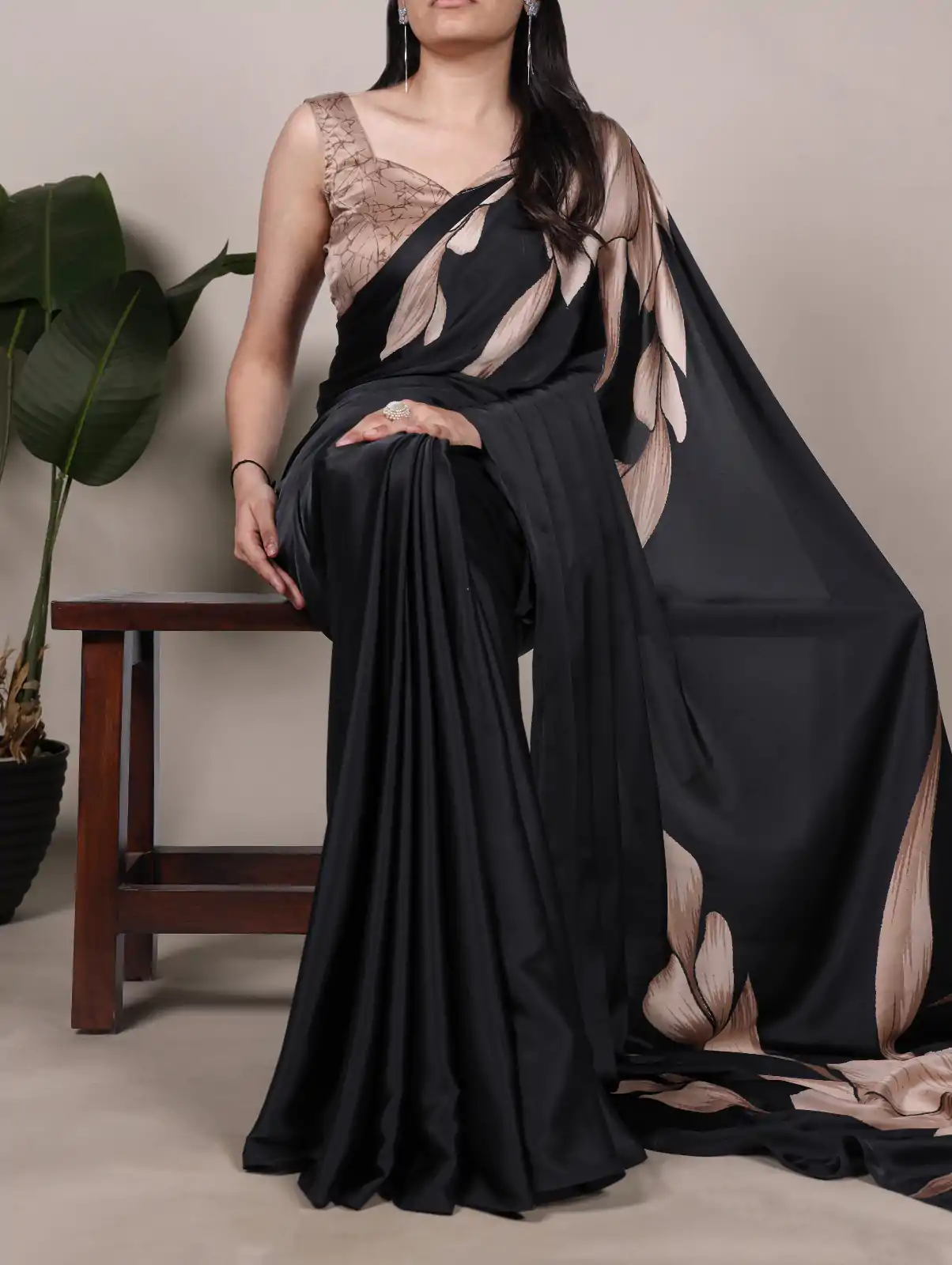 YNF 7054 Black Color Satin Silk Floral Printed Saree Casual, Wedding, Festive, Events . Expected Delivery  4-6 Working Days @1549/- only                                                                                | Embroidered Sarees, Bollywood Sarees, Creative Sarees, Designer Sarees, Ethnic Saree, Modern Digital sarees, Party Wear Sarees, Sarees