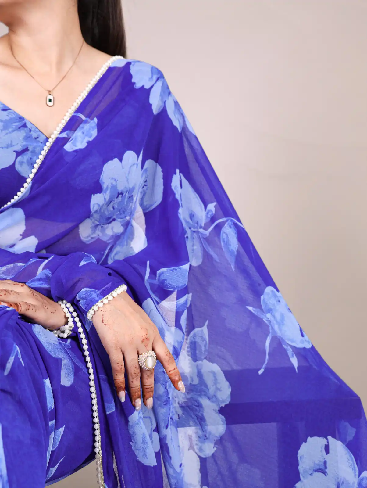 YNF 7011 Blue Color Chiffon Foral Printed Pearl Lace Border Saree Casual, Wedding, Festive, Events . Expected Delivery  4-6 Working Days @1499/- only                                                                                | Embroidered Sarees, Bollywood Sarees, Creative Sarees, Designer Sarees, Ethnic Saree, Modern Digital sarees, Party Wear Sarees, Sarees
